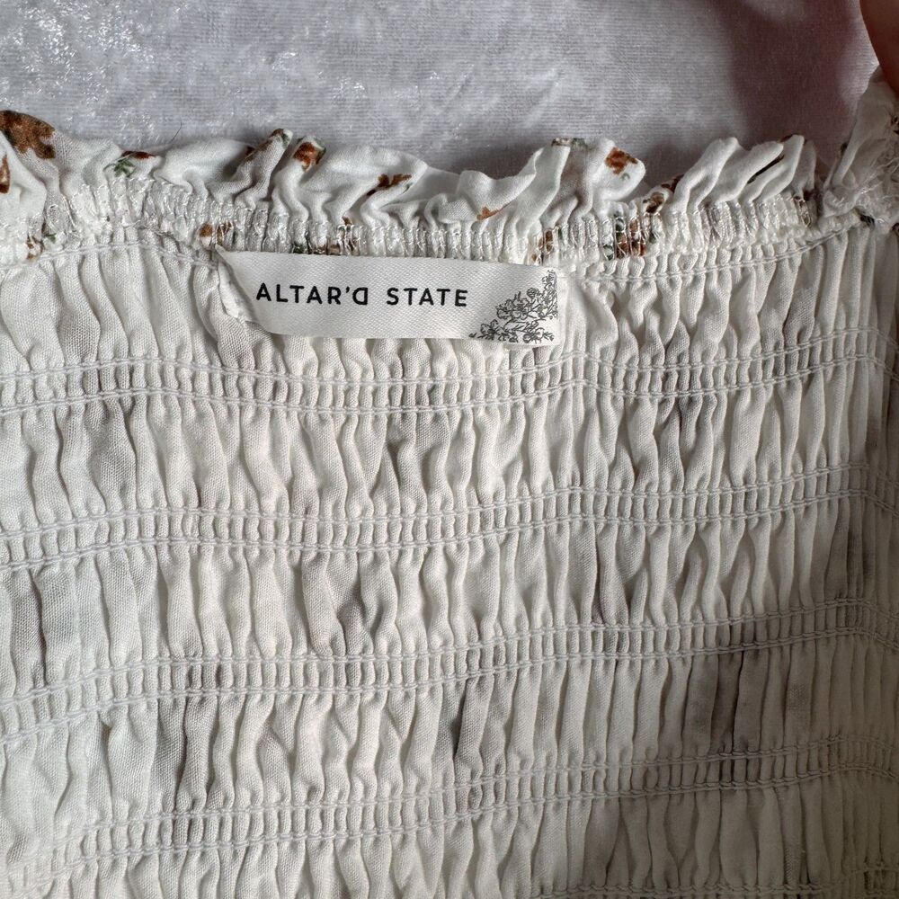 Cotton Altar'd State Flowy Whimsical Cottagecore Smocked Maxi Dress - Size Small - Picture 4 of 6